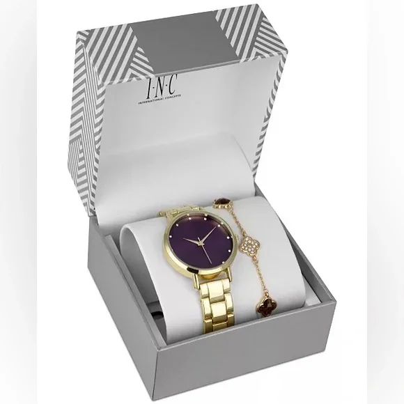 INC Gold-Tone Bracelet Watch 38mm & Bracelet Set, New in Box - Picture 8 of 9